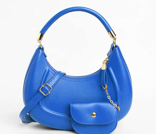 Blue Structured Sling Cum Shoulder Bag